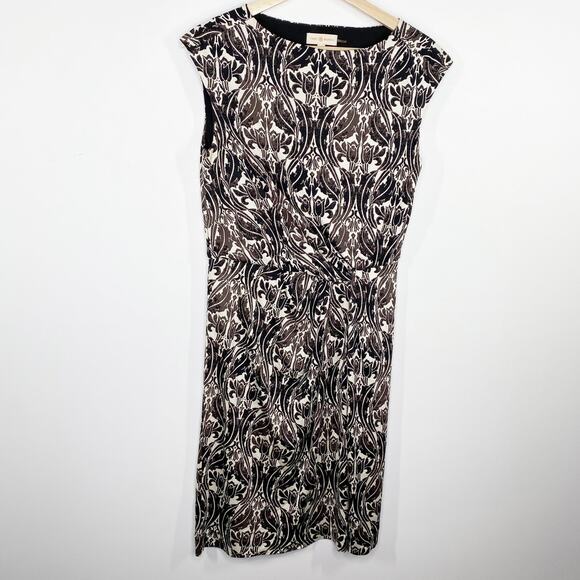 Tory Burch Odila Cream Brown Printed 100% Silk Dress Women's Size Small S - Picture 10 of 10